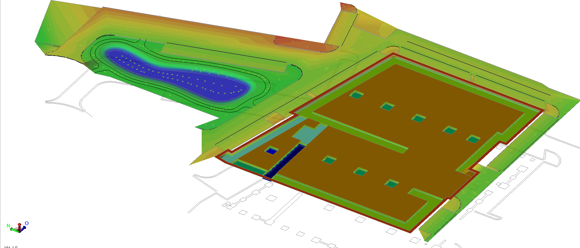 Model grondwerk terrein en fundering